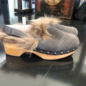Mou Fur-lined Wooden Clog